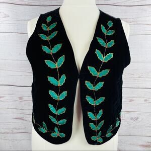 First Option Quilted velvet holly holiday vest